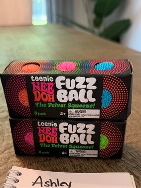 Schylling Needoh Teenie Fuzz Ball 2 Pack Bundle 6 items Squishy Squeezey
